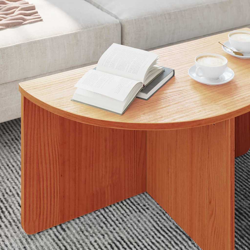 Coffee Table 2 pcs Wax Brown Solid pine wood