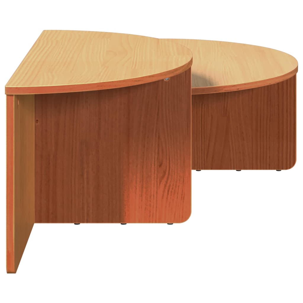Coffee Table 2 pcs Wax Brown Solid pine wood
