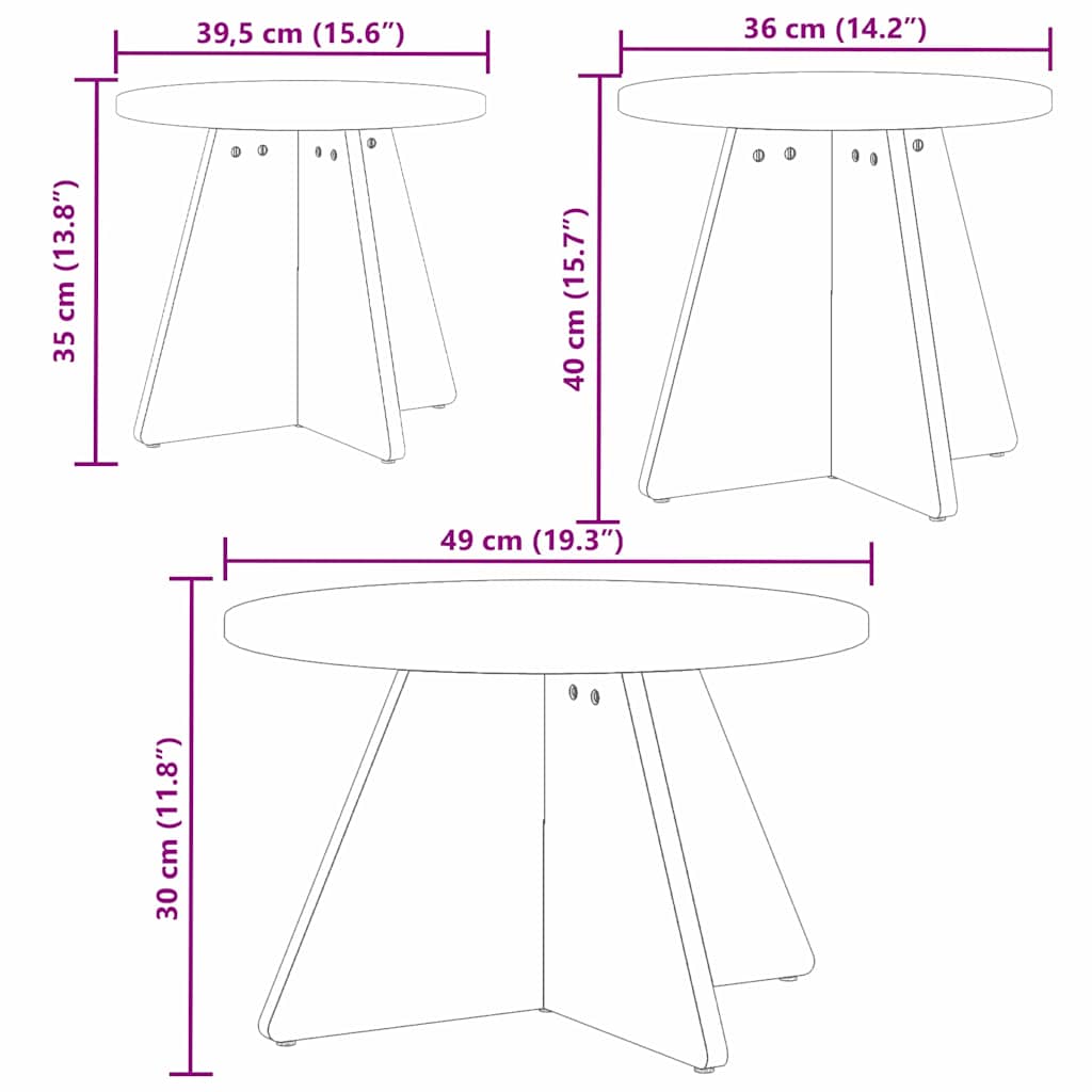 Coffee Table 3 pcs White