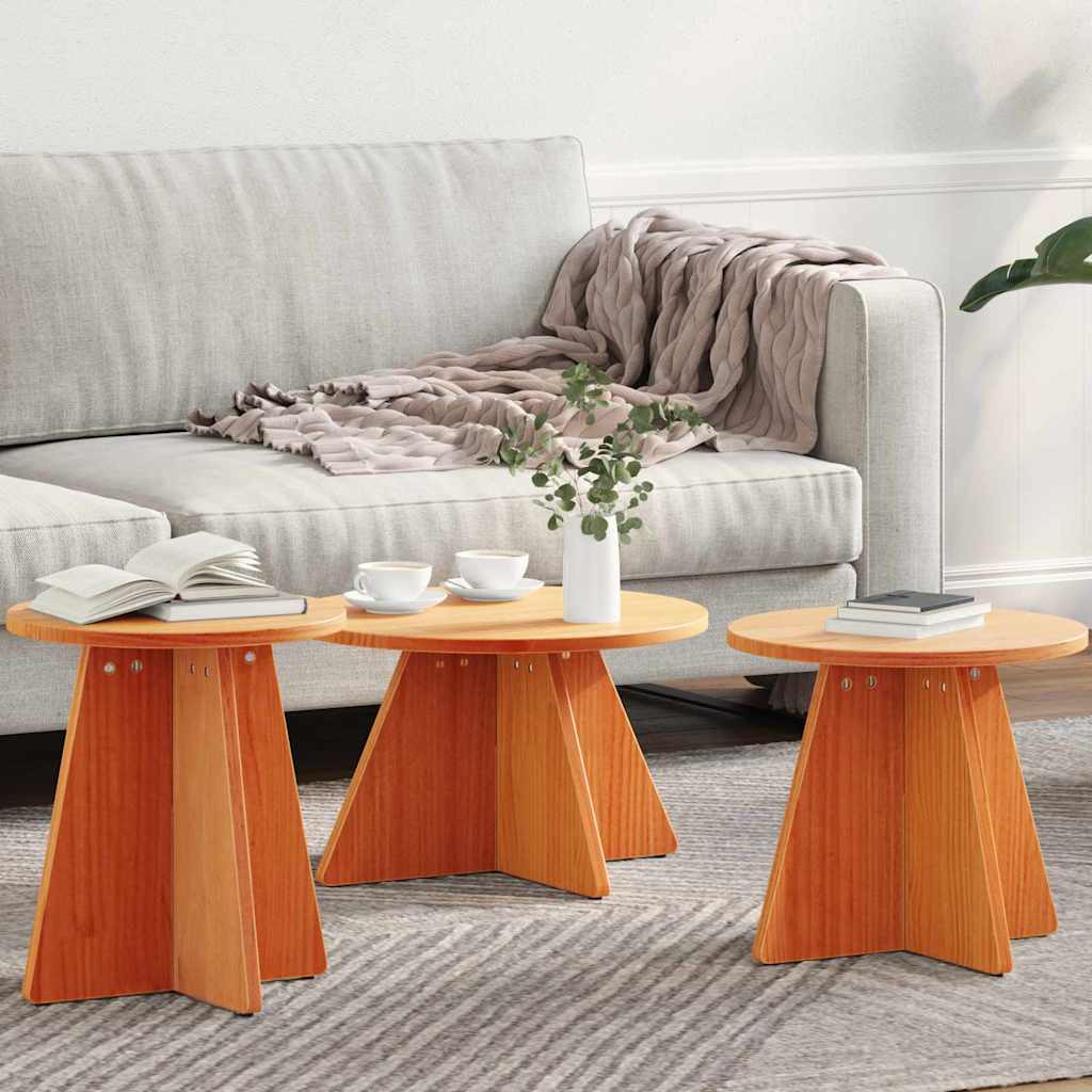 Coffee Table 3 pcs Wax Brown