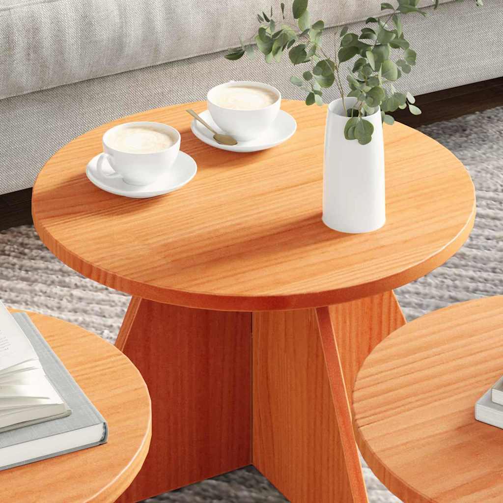 Coffee Table 3 pcs Wax Brown