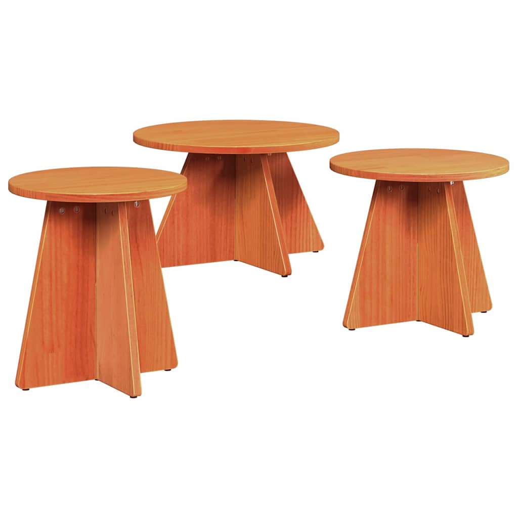 Coffee Table 3 pcs Wax Brown