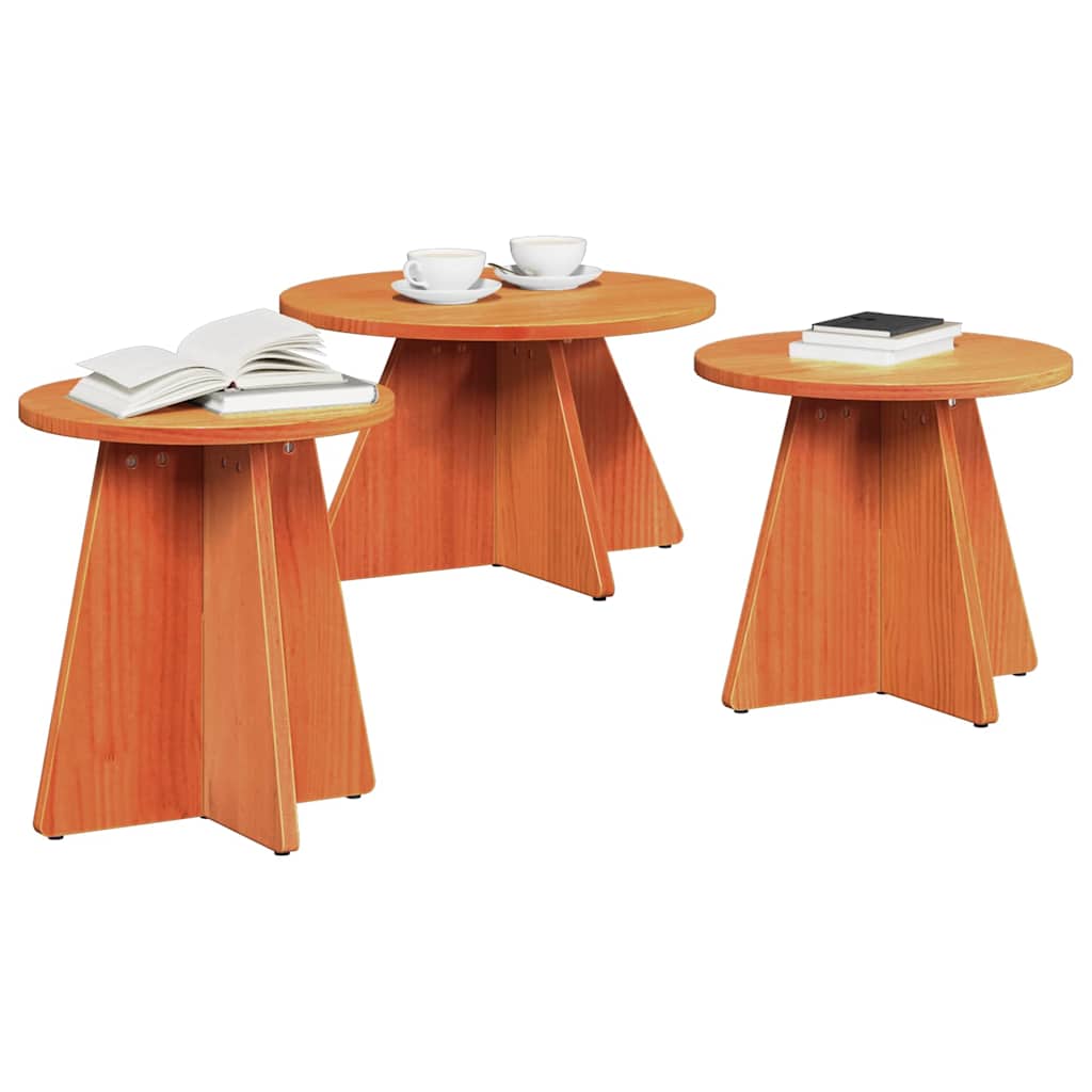 Coffee Table 3 pcs Wax Brown