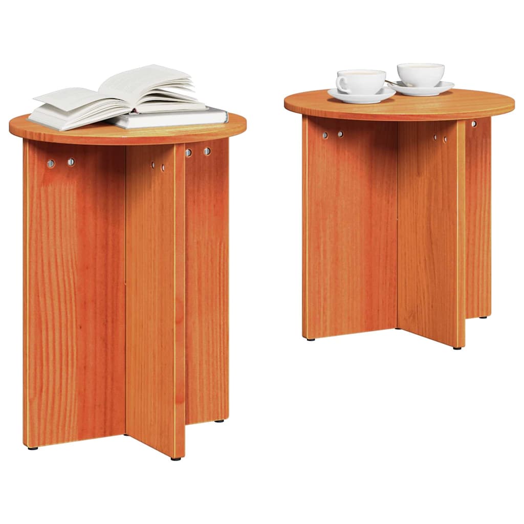 Coffee Table 2 pcs Wax Brown