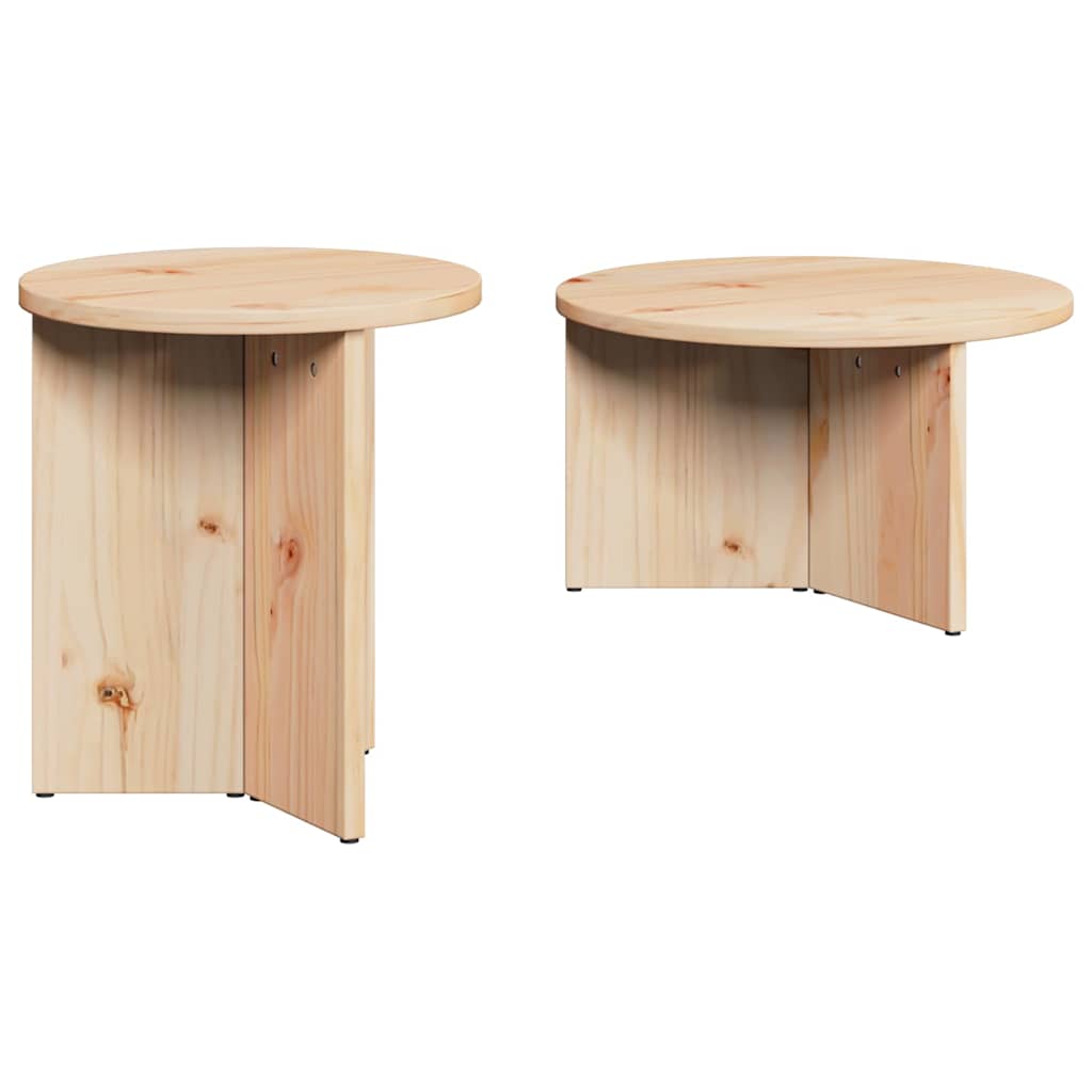 Coffee Table 2 pcs Natural Solid Pine wood