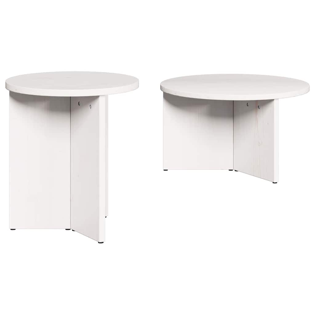 Coffee Table 2 pcs White Solid Pine wood