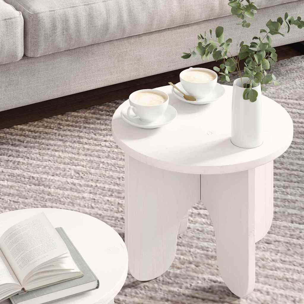 Coffee Table 2 pcs White Solid Pine wood