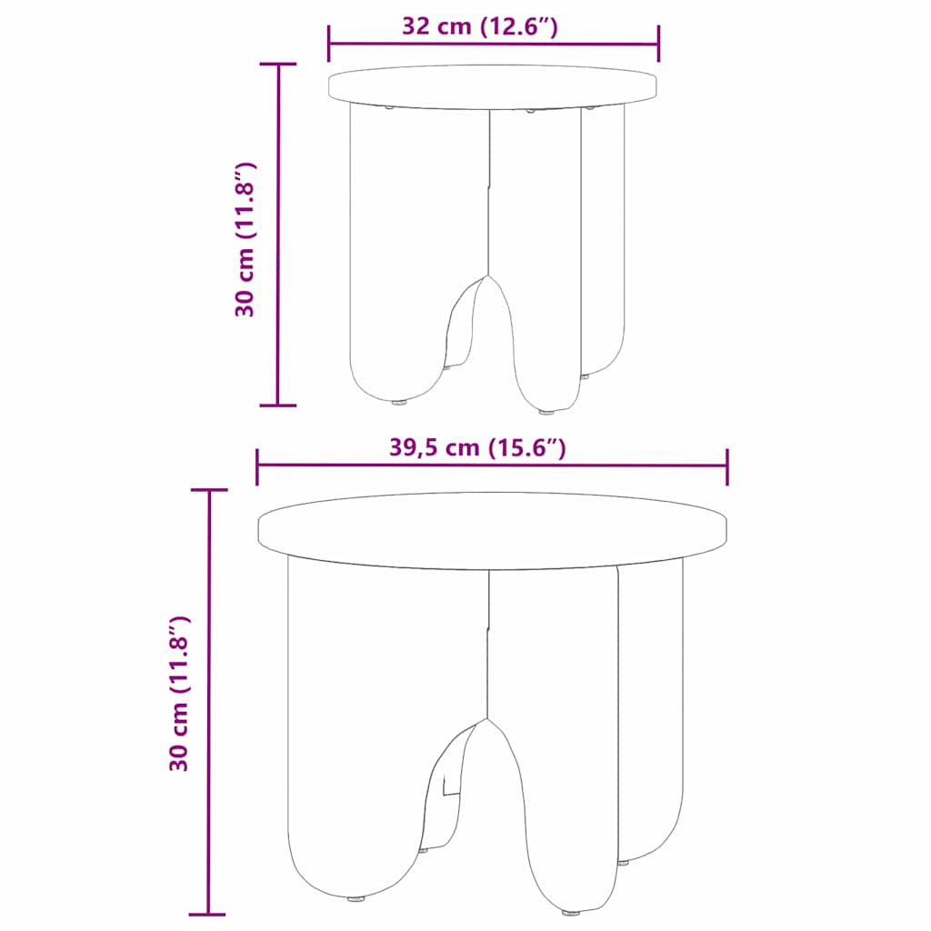 Coffee Table 2 pcs Wax Brown Solid Pine wood