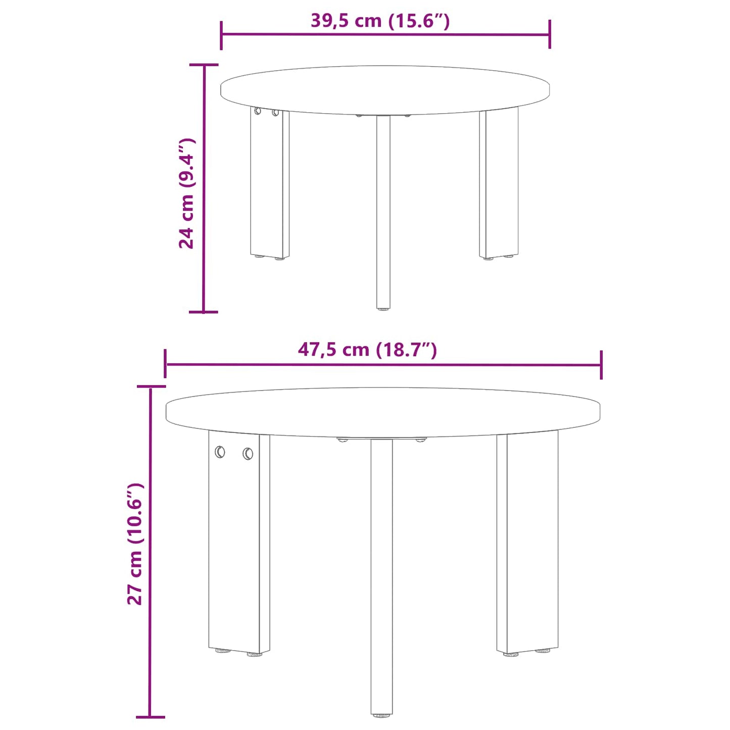 Coffee Table 2 pcs Natural Solid Pine wood