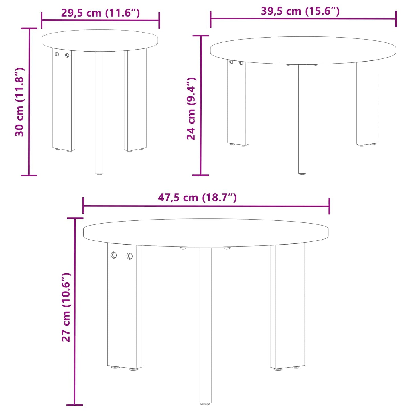 Coffee Table 3 pcs Wax Brown Solid pine wood