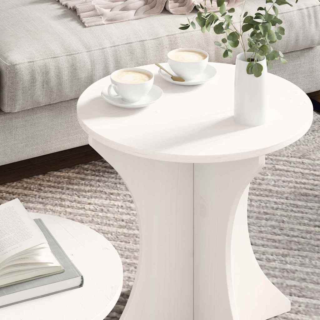 Coffee Table 2 pcs White Solid pine wood