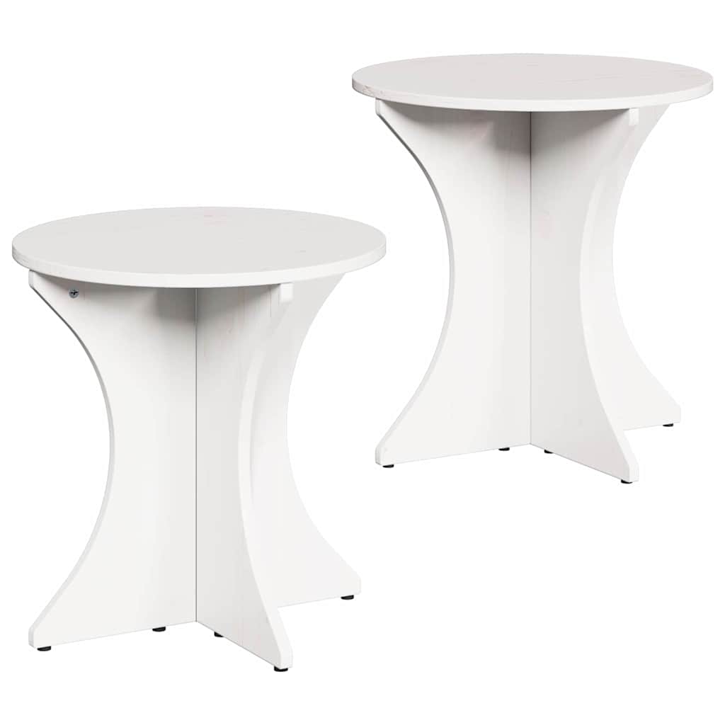 Coffee Table 2 pcs White Solid pine wood