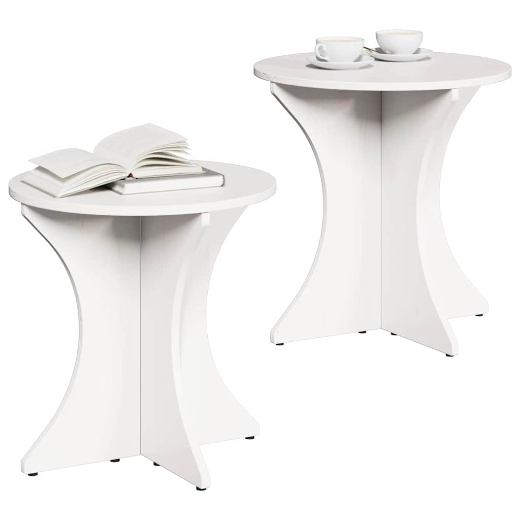 Coffee Table 2 pcs White Solid pine wood