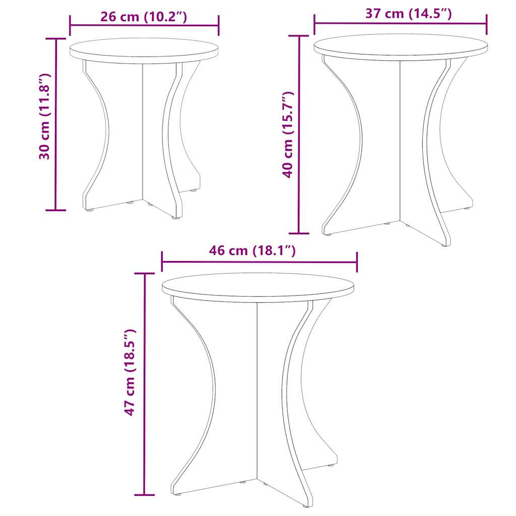 Coffee Table 3 pcs Natural
