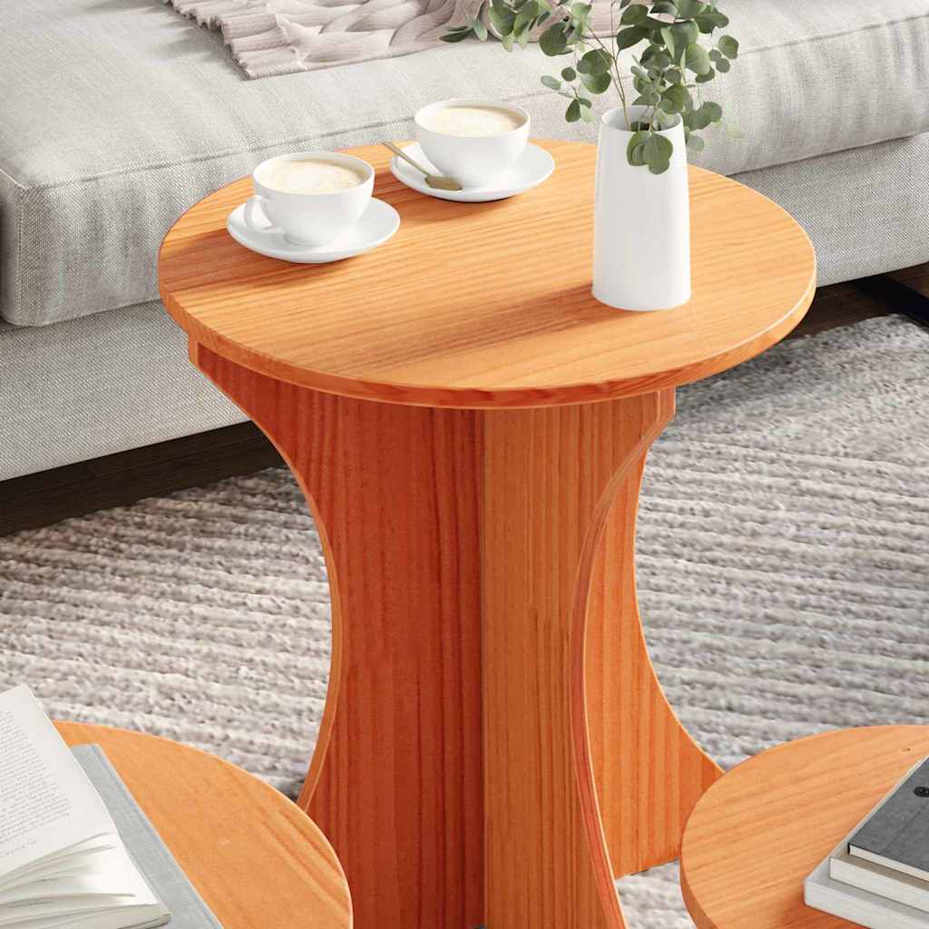 Coffee Table 3 pcs Wax Brown