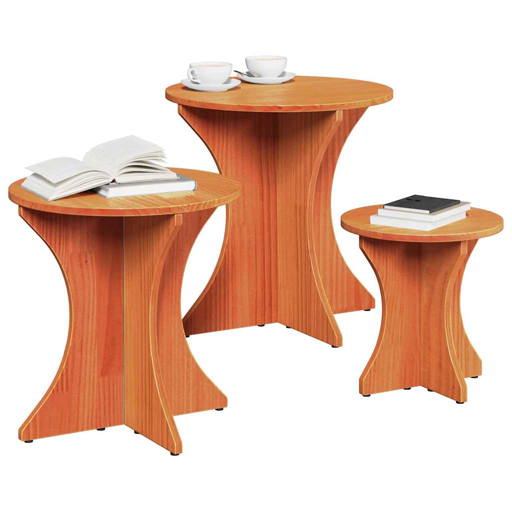 Coffee Table 3 pcs Wax Brown