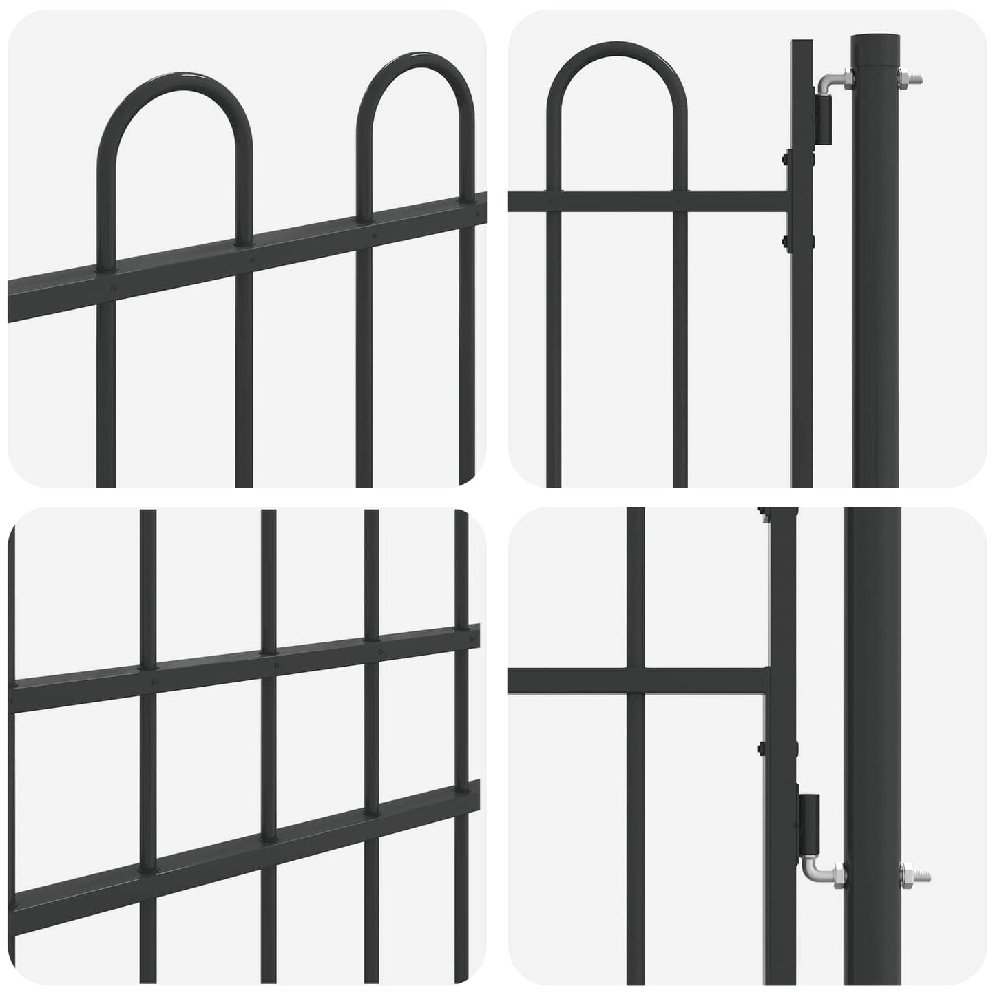 Fence Gate BOXTEL 103 x 225 cm Powder-Coated Steel Grey
