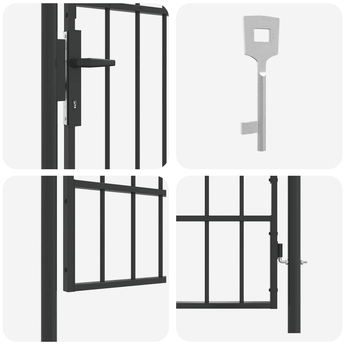 Fence Gate BOXTEL 103 x 225 cm Powder-Coated Steel Grey