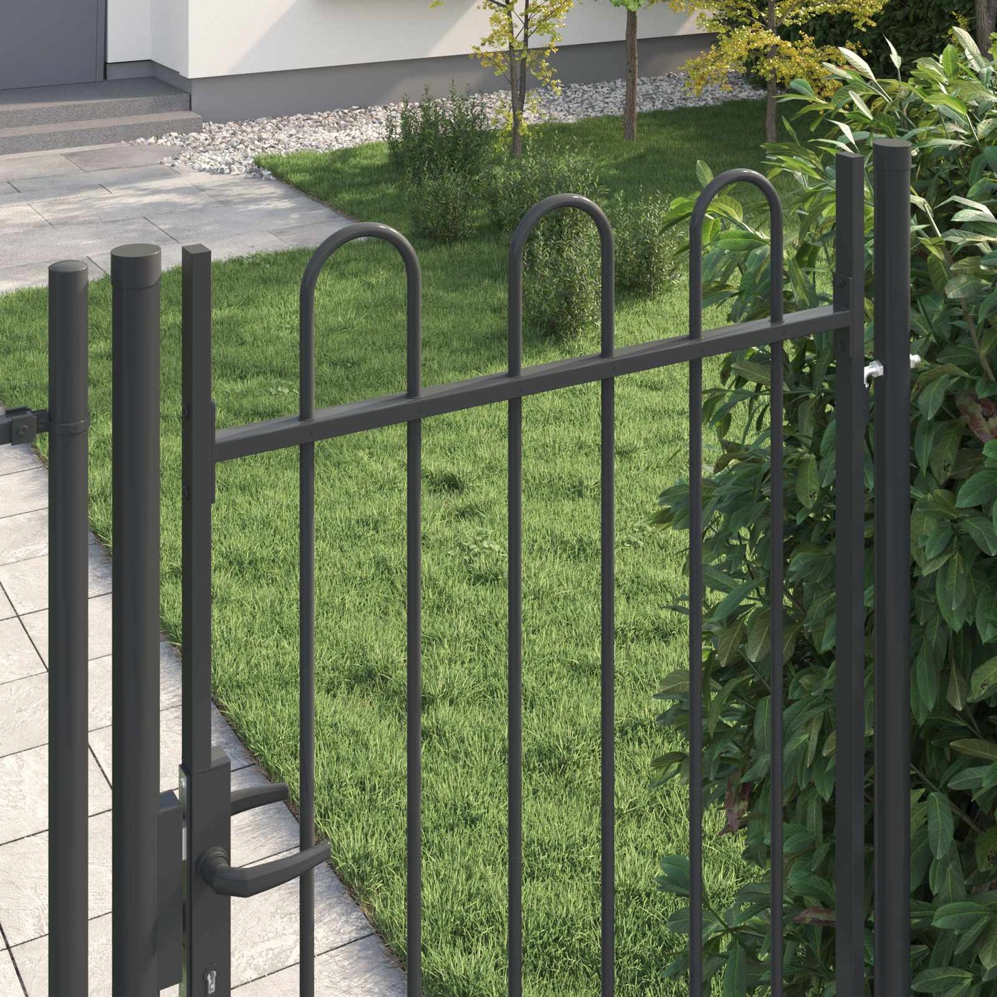 Fence Gate BOXTEL 103 x 225 cm Powder-Coated Steel Grey