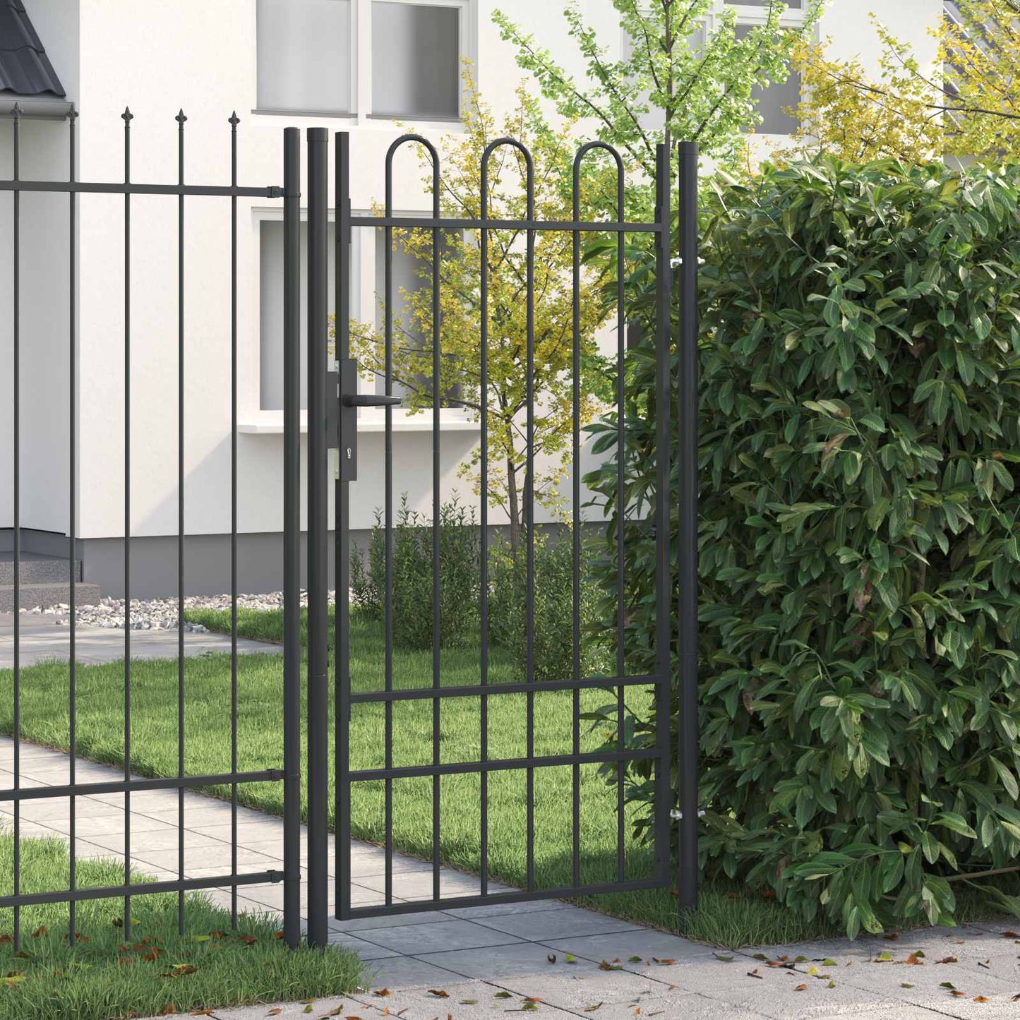 Fence Gate BOXTEL 103 x 225 cm Powder-Coated Steel Grey