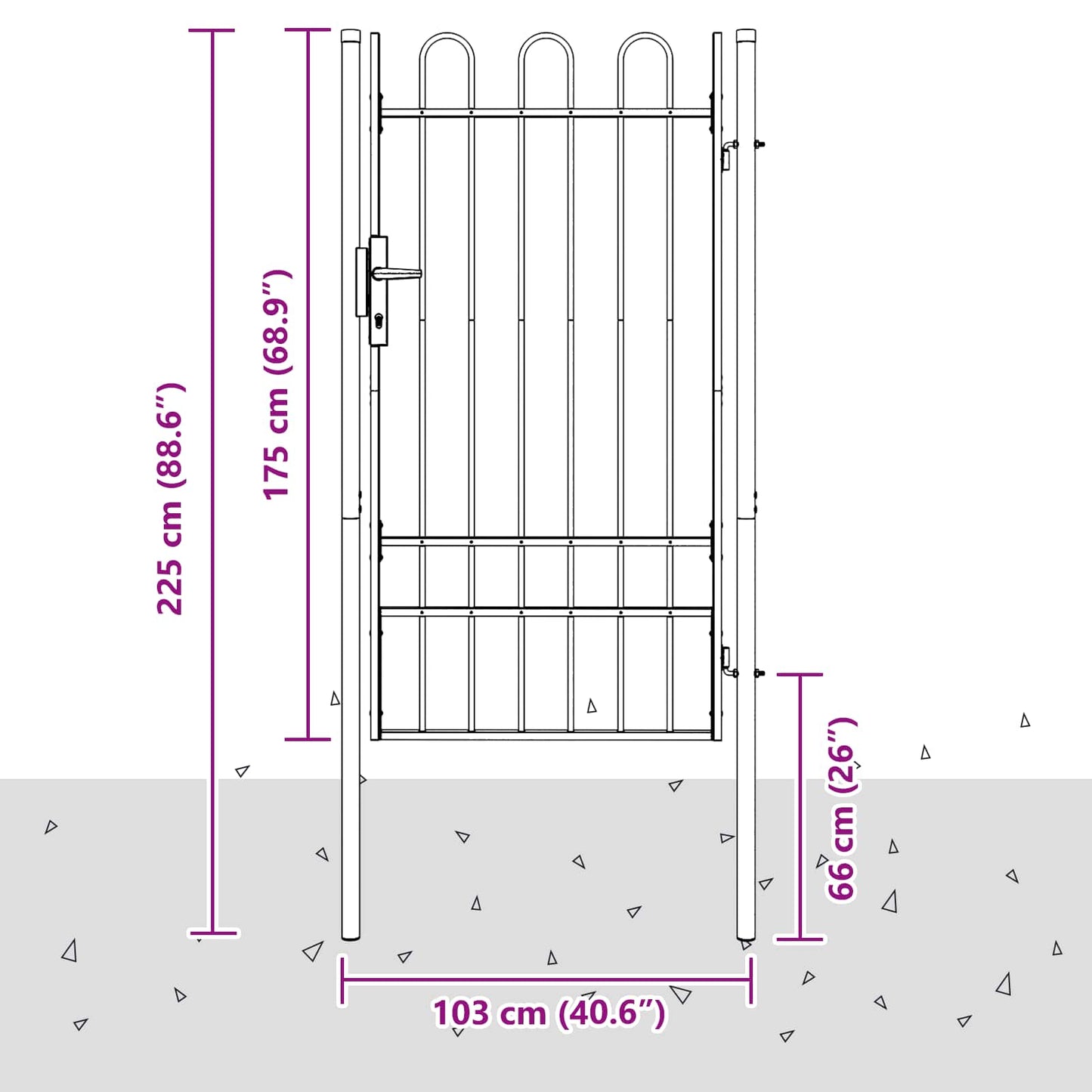 Fence Gate BOXTEL 103 x 225 cm Powder-Coated Steel Grey