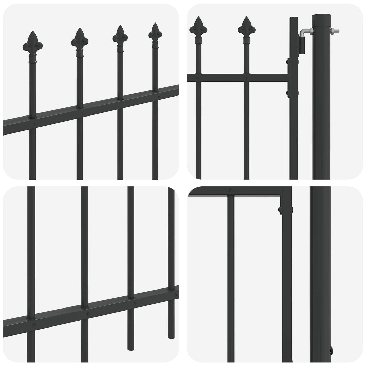 Fence Gate BOXTEL 103 x 124.5 cm Powder-Coated Steel Grey
