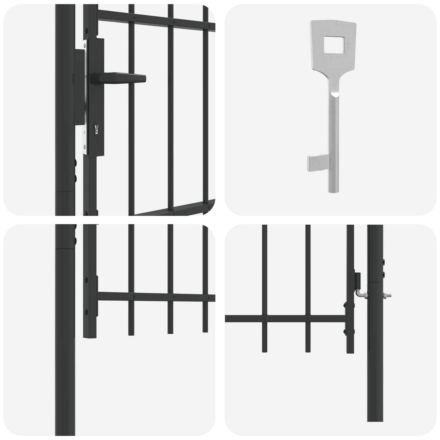 Fence Gate BOXTEL 103 x 124.5 cm Powder-Coated Steel Grey
