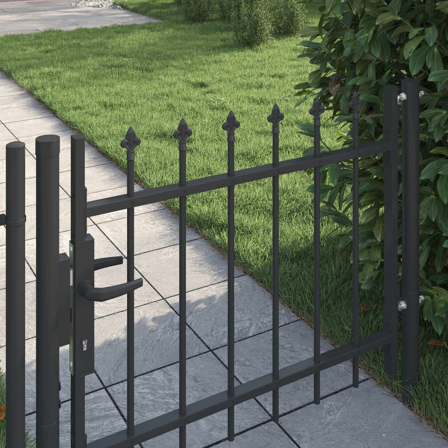 Fence Gate BOXTEL 103 x 124.5 cm Powder-Coated Steel Grey