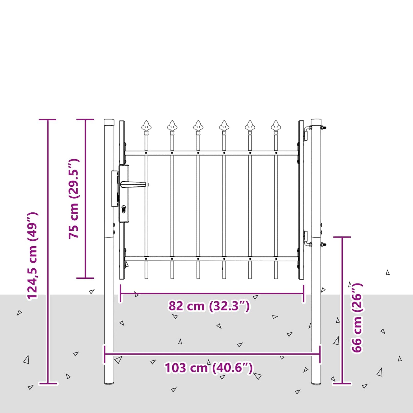 Fence Gate BOXTEL 103 x 124.5 cm Powder-Coated Steel Grey