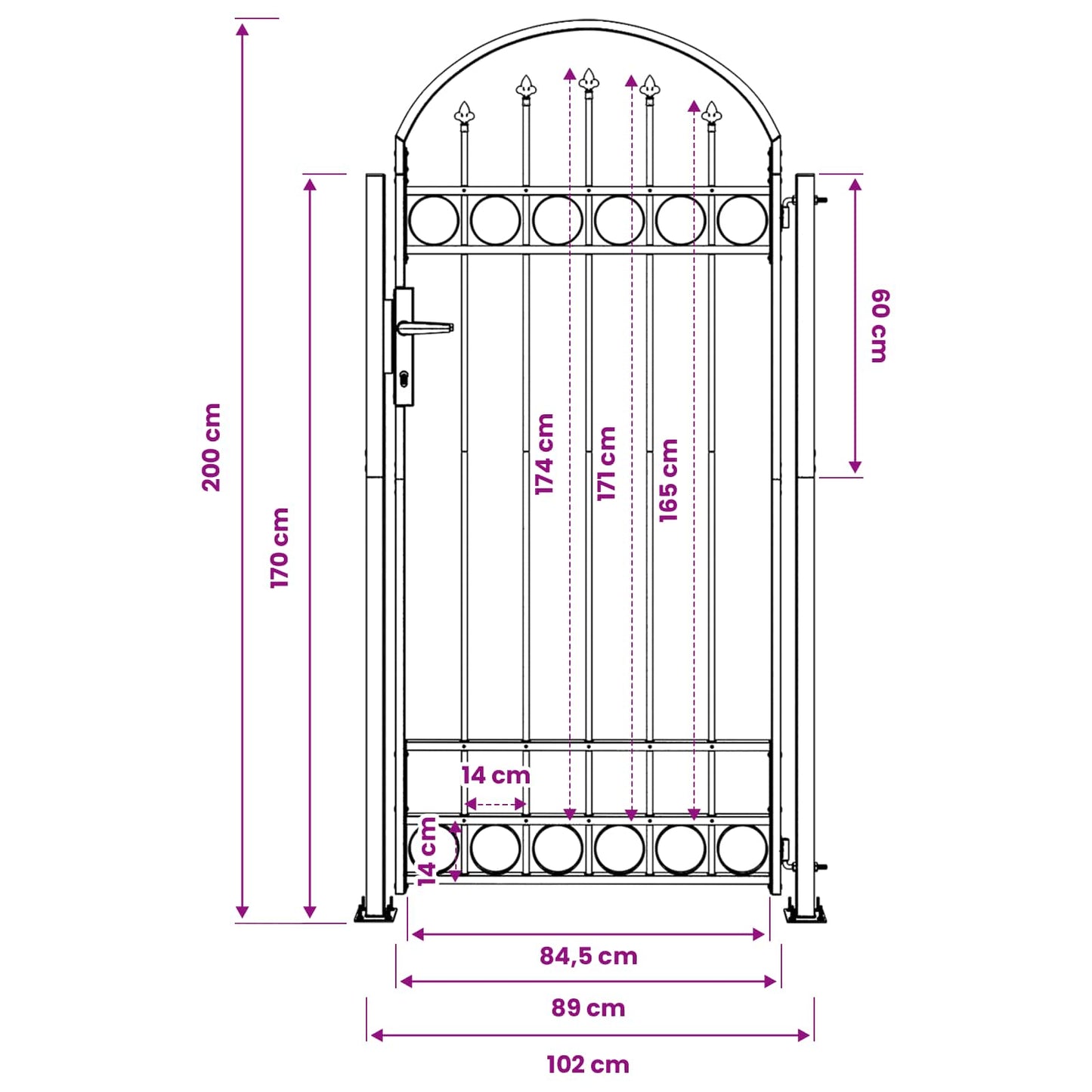 Fence Post ASSEN 200 x 88 x 14 cm Steel Grey Lockable