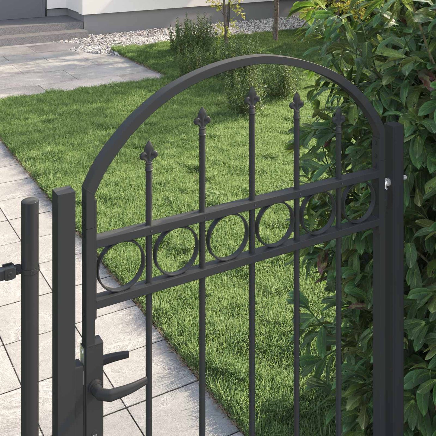 Fence Gate ASSEN 100 x 150 cm Powder-Coated Steel Grey Lockable