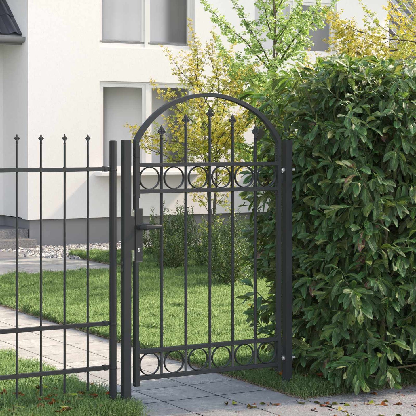 Fence Gate ASSEN 100 x 150 cm Powder-Coated Steel Grey Lockable