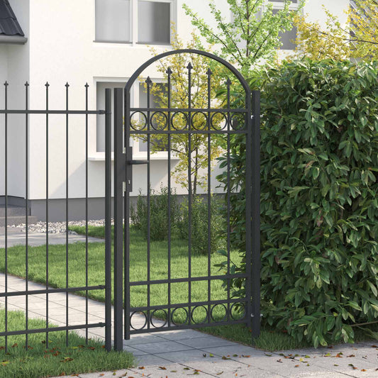 Fence Gate ASSEN 100 x 175 cm Powder-Coated Steel Grey Lockable
