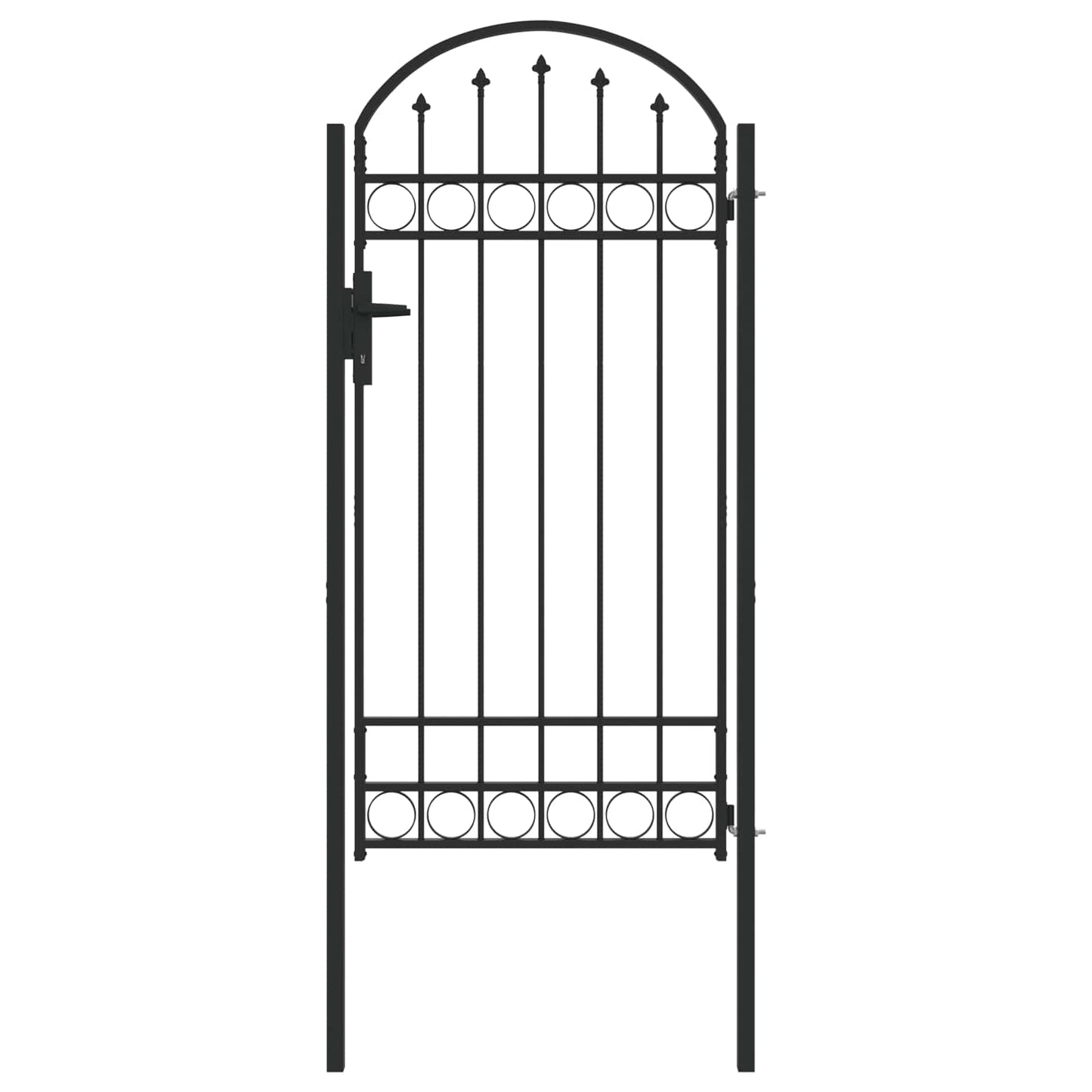 Fence Gate ASSEN 100 x 195 cm Powder-Coated Steel Grey Lockable