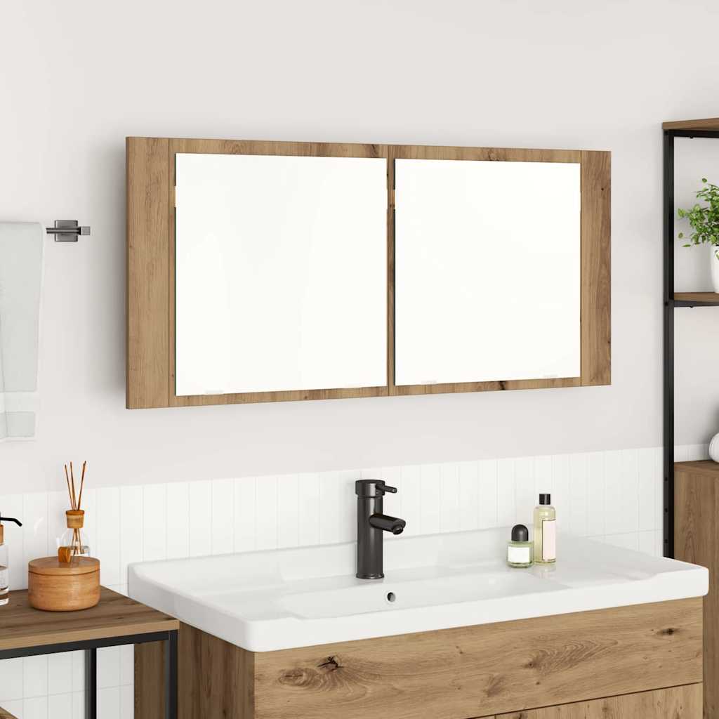 LED Mirror Cabinet Artisan Oak 100 x 12 x 45 cm Engineered Wood