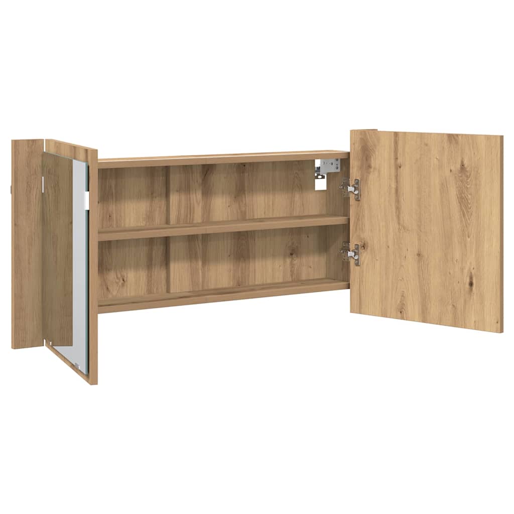 LED Mirror Cabinet Artisan Oak 100 x 12 x 45 cm Engineered Wood