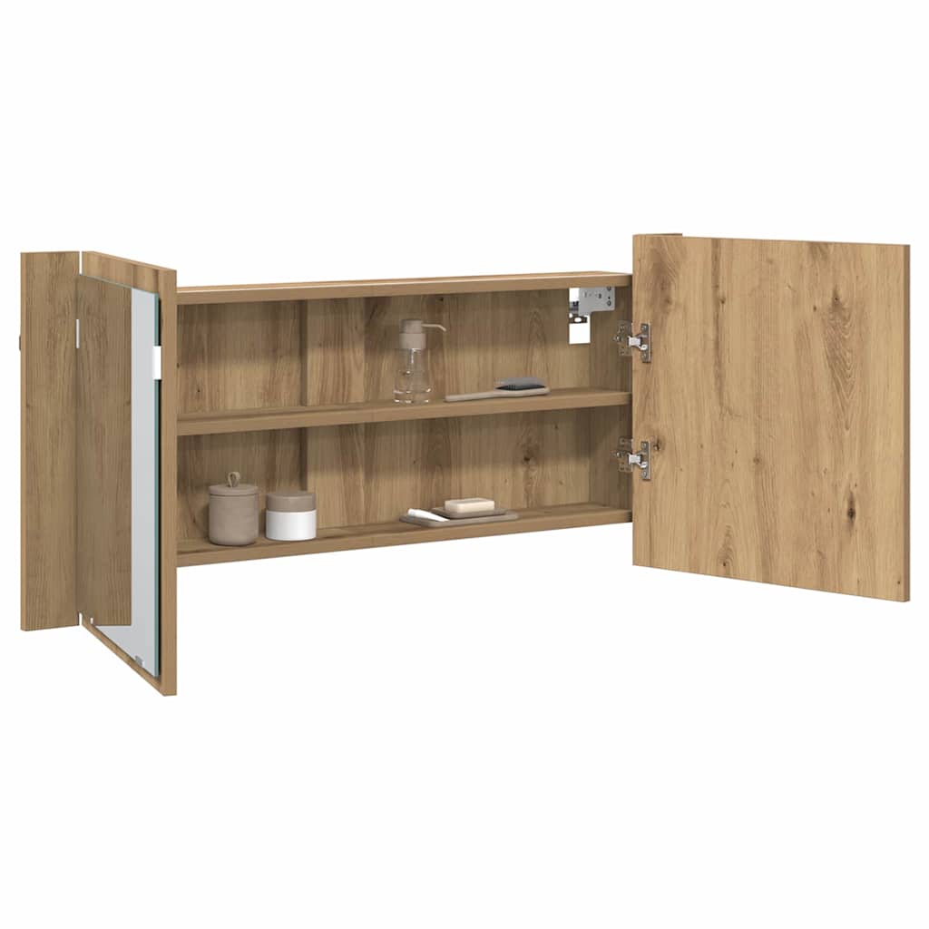 LED Mirror Cabinet Artisan Oak 100 x 12 x 45 cm Engineered Wood