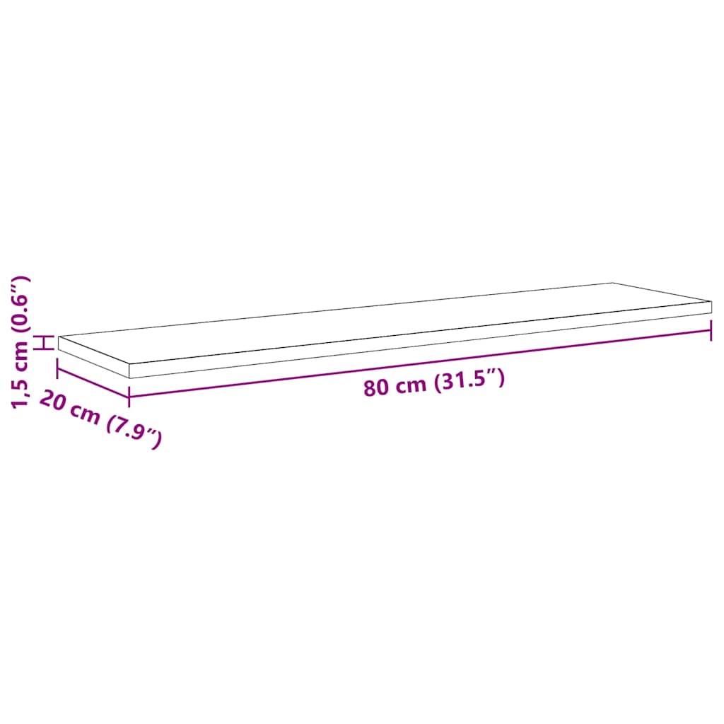 Bookshelf Board 3-Tier 4 pcs 80 x 20 x 1.5 cm Engineered Wood