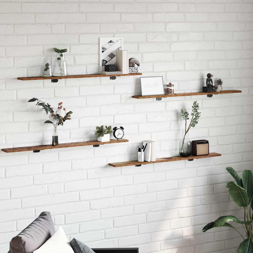 Bookshelf Board 4 pcs Brown 100 x 10 x 1.5 cm Engineered Wood