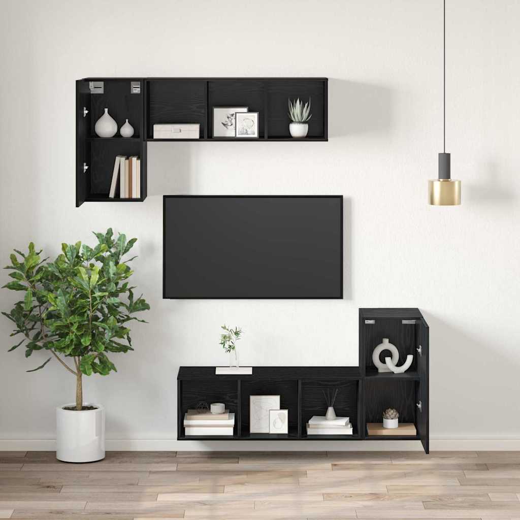 Wall TV Cabinet Wall-mounted 2 pcs Black Oak 30.5 x 30 x 60 cm