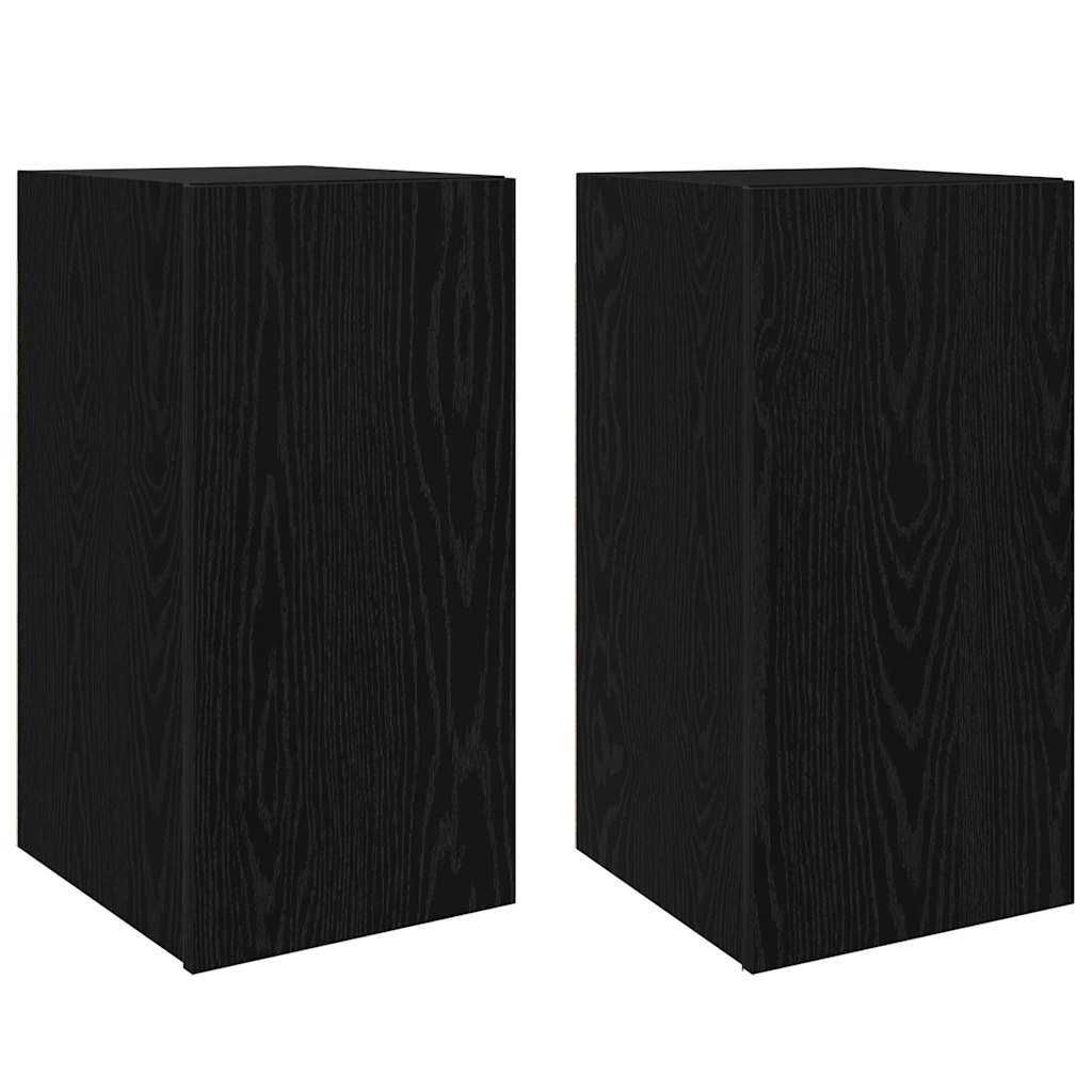 Wall TV Cabinet Wall-mounted 2 pcs Black Oak 30.5 x 30 x 60 cm