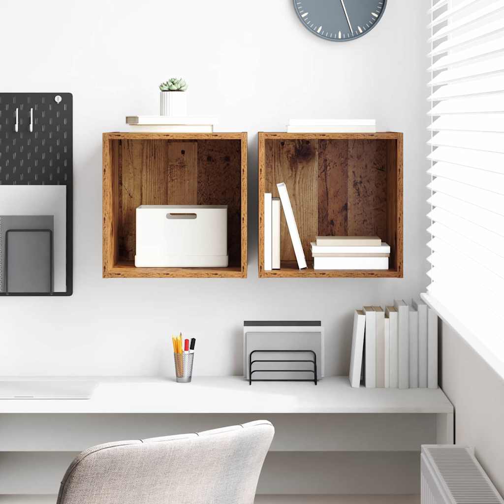 Wall Cabinet 2 pcs Old Wood 37 x 37 x 37 cm Engineered Wood
