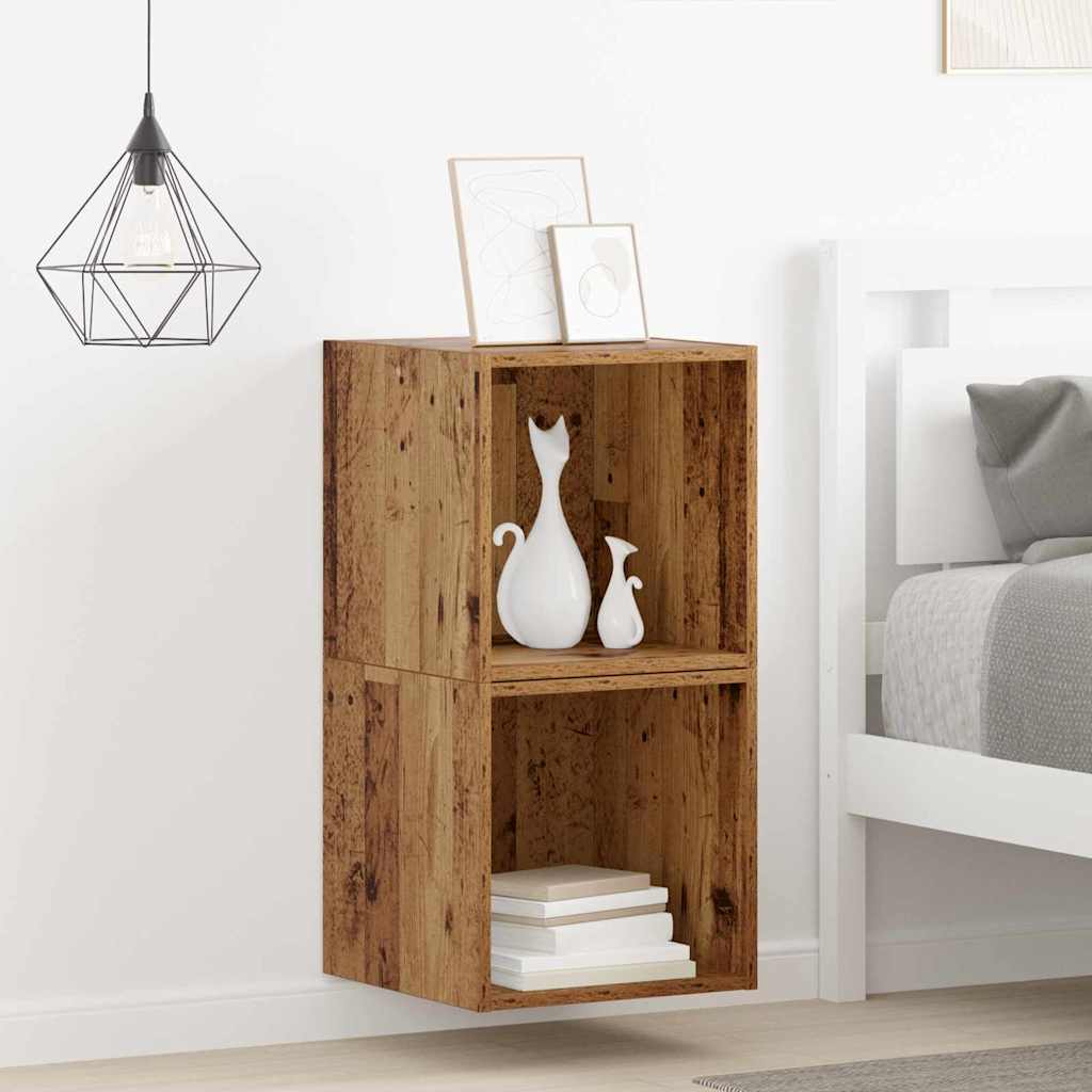 Wall Cabinet 2 pcs Old Wood 37 x 37 x 37 cm Engineered Wood