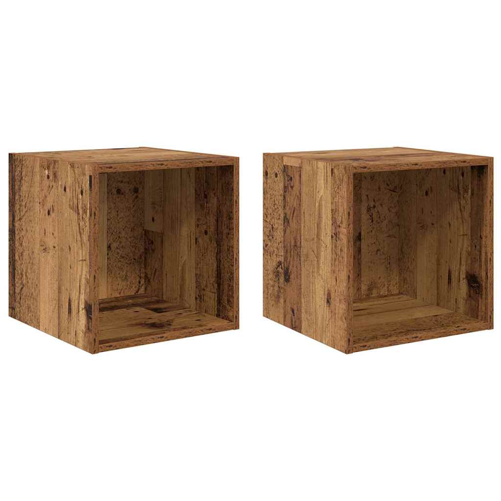 Wall Cabinet 2 pcs Old Wood 37 x 37 x 37 cm Engineered Wood