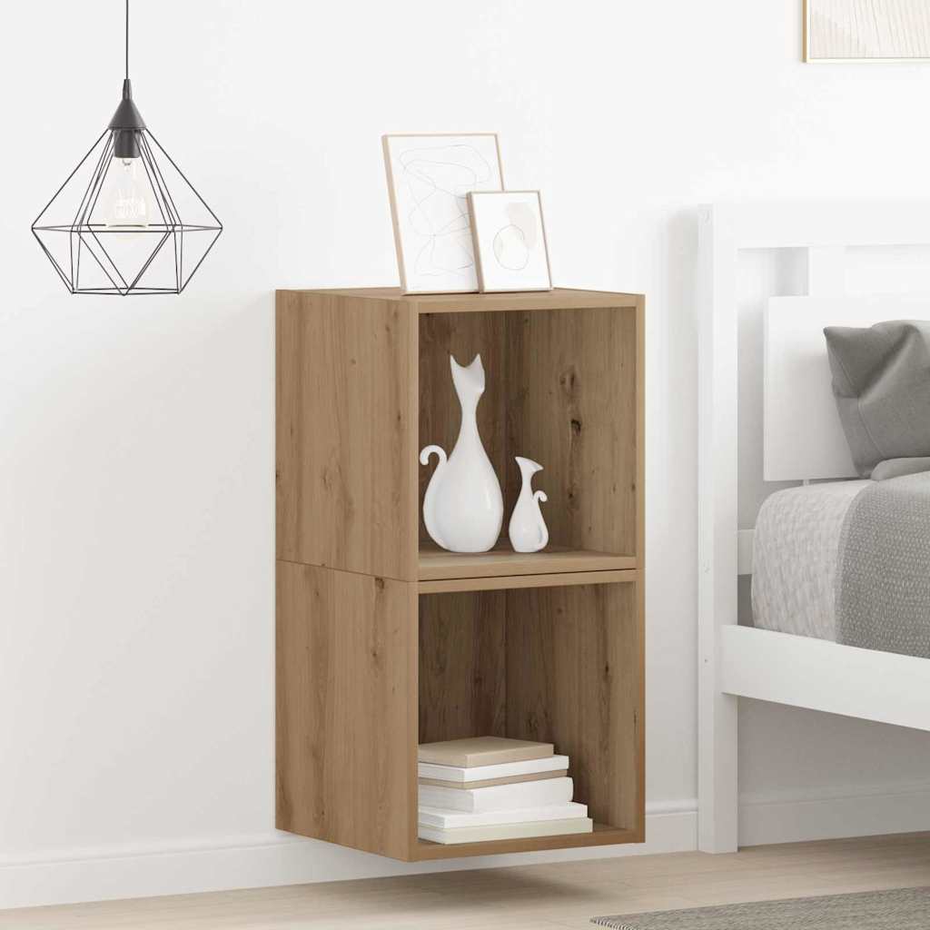 Wall Cabinet 2 pcs Artisan Oak 37 x 37 x 37 cm Engineered Wood