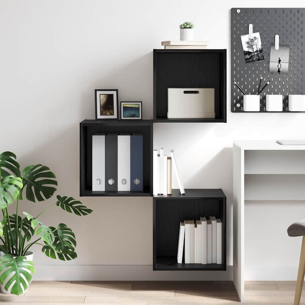 Wall Cabinet Wall-Mounted Black Oak 37 x 37 x 37 cm
