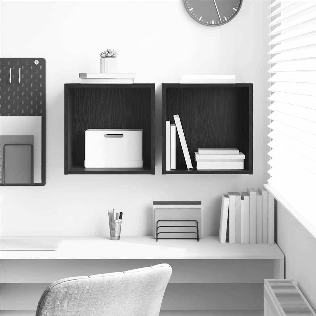 Wall Cabinet 2 pcs Black Oak 37 x 37 x 37 cm Engineered Wood