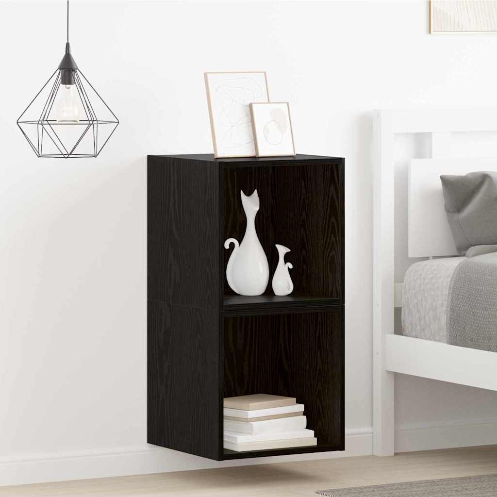 Wall Cabinet 2 pcs Black Oak 37 x 37 x 37 cm Engineered Wood