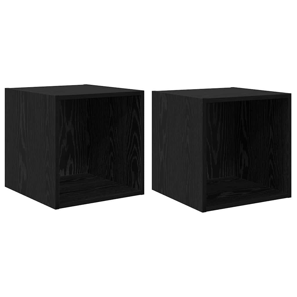 Wall Cabinet 2 pcs Black Oak 37 x 37 x 37 cm Engineered Wood