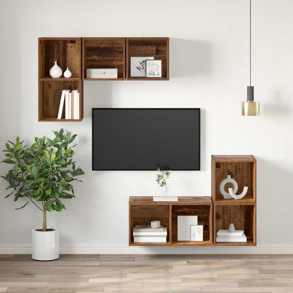 TV Cabinet Set Old Wood 37 x 37 x 72 cm Engineered Wood